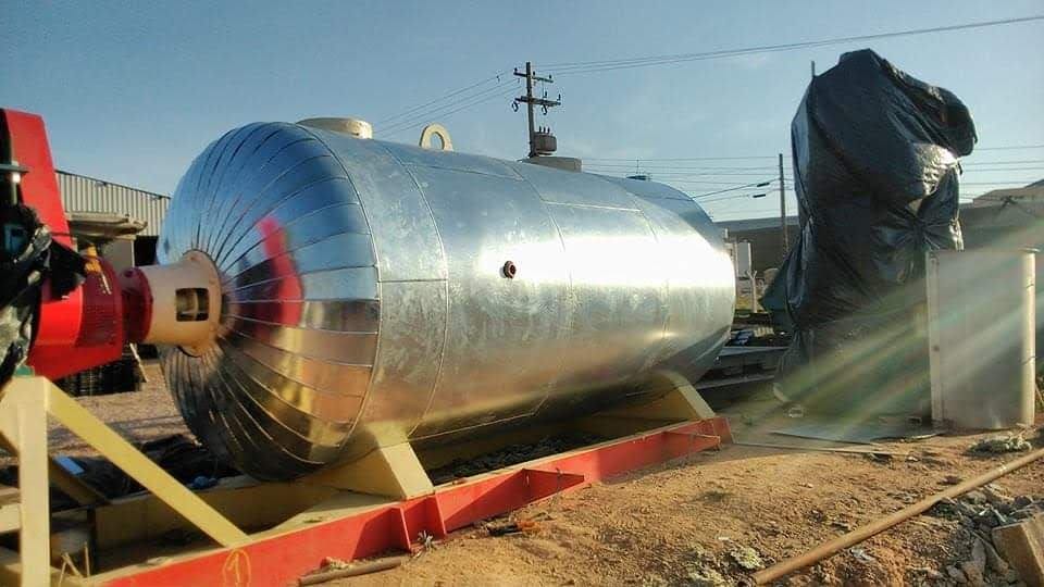 Vaso horizontal revestido em alumínio